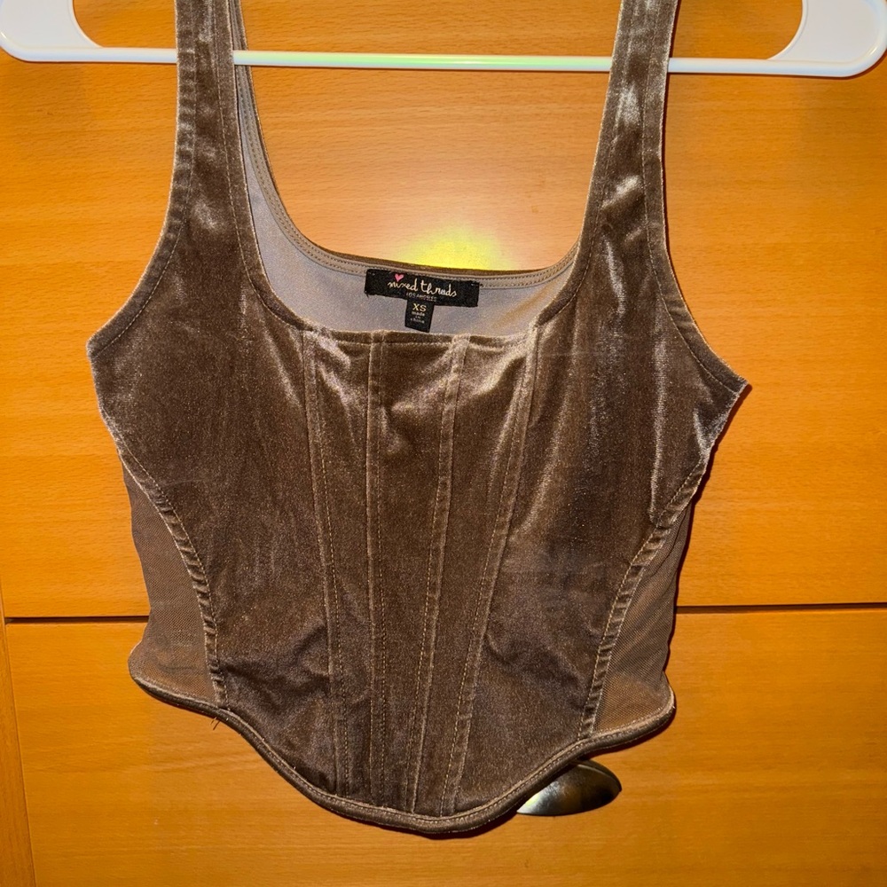 Brown Velvet Women Top
